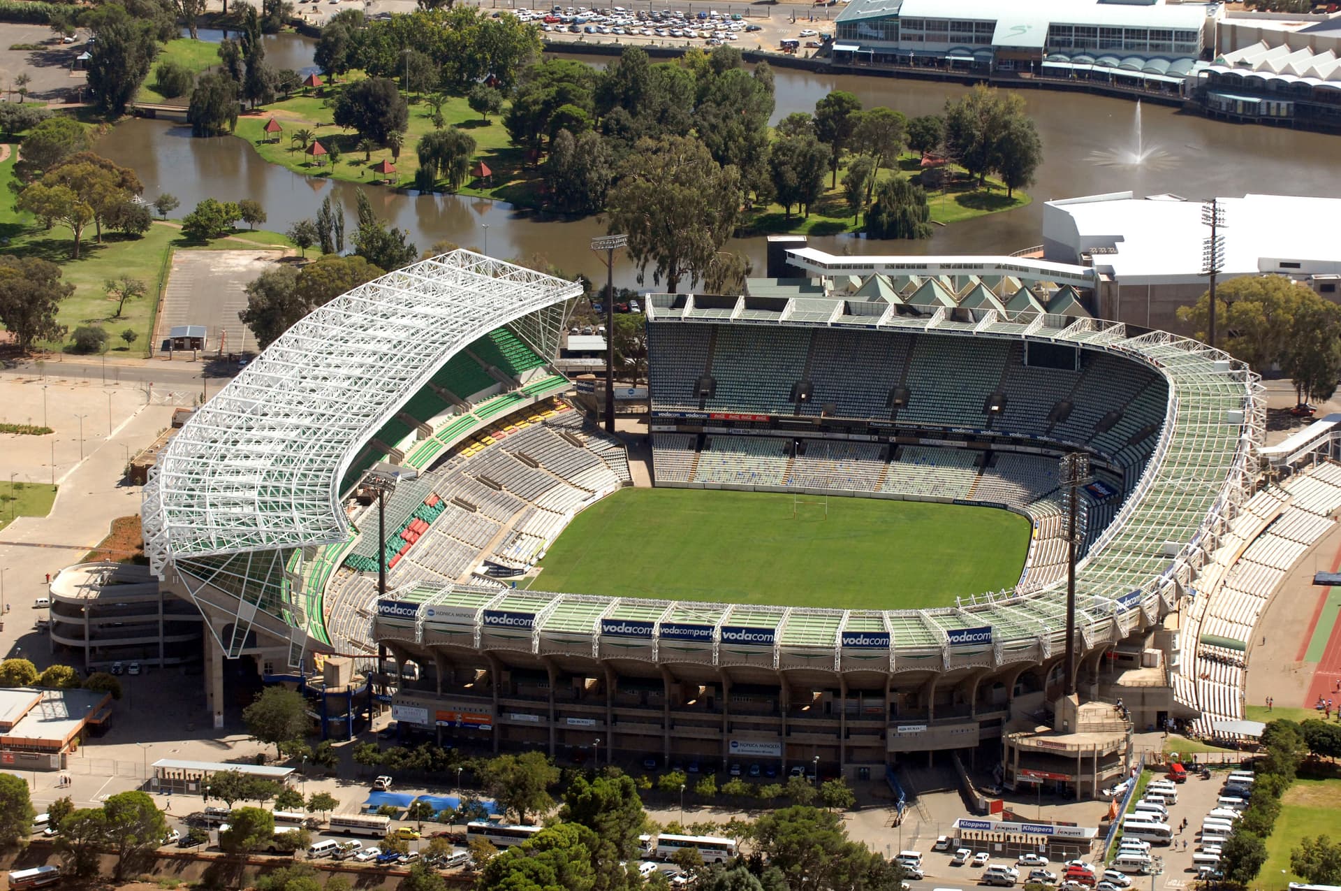 Aerial view of Free State Stadium in Bloemfontein, South Africa